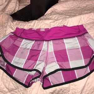 Lulu pink checkered athletic shorts